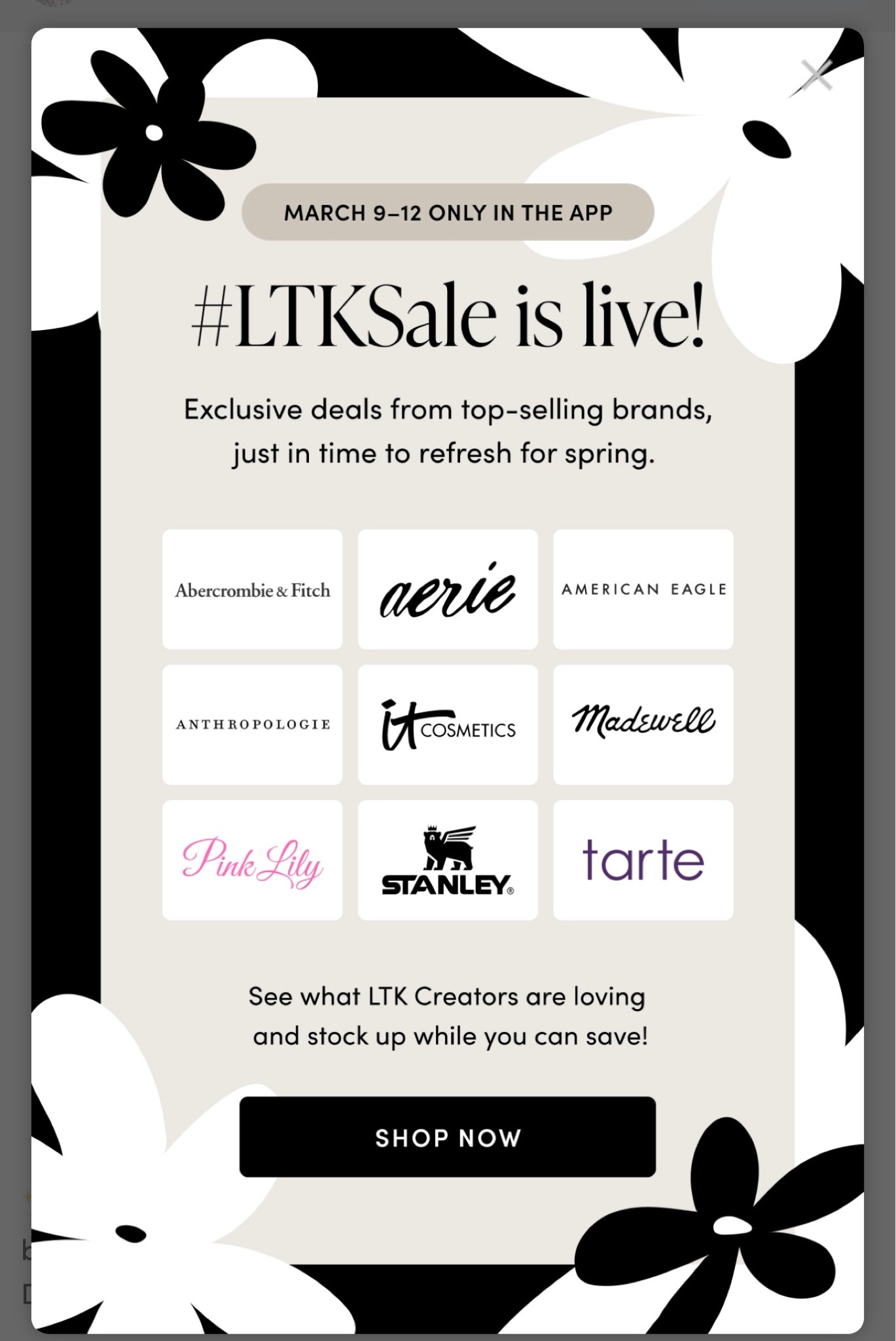 LTK is having a huge sale when you shop on LTK! Tap a product below to get the promo code for the following brands!!
Aerie! Abercrombie! American Eagle! Madewell! Anthropologie! Stanley! 

#ltkspringsale

#LTKSeasonal #LTKSale