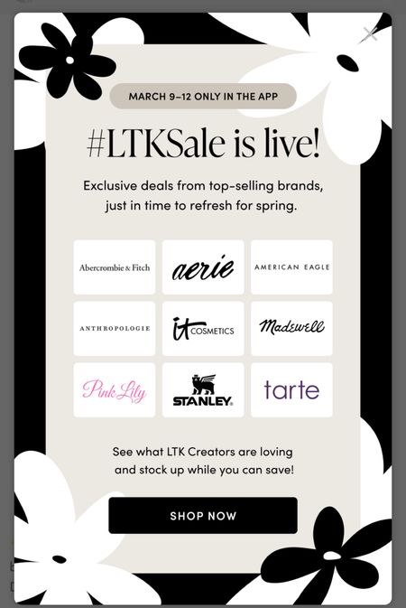LTK is having a huge sale when you shop on LTK! Tap a product below to get the promo code for the following brands!!
Aerie! Abercrombie! American Eagle! Madewell! Anthropologie! Stanley! 

#ltkspringsale

#LTKSeasonal #LTKSale
