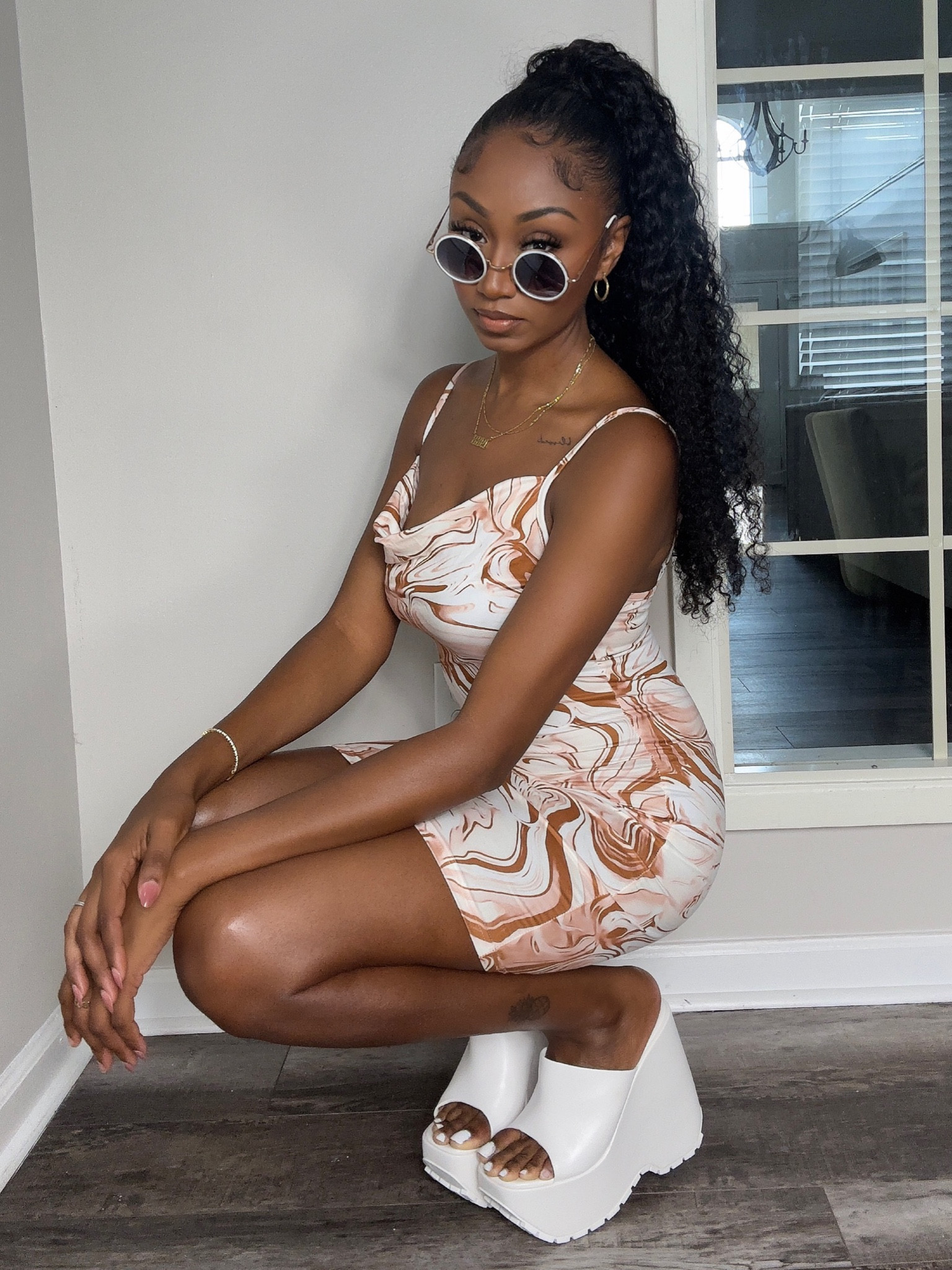 Y2k style is still in! Super cute marble print mini dress + CUCCOO white platform wedges.

#LTKunder50 #LTKsalealert #LTKstyletip