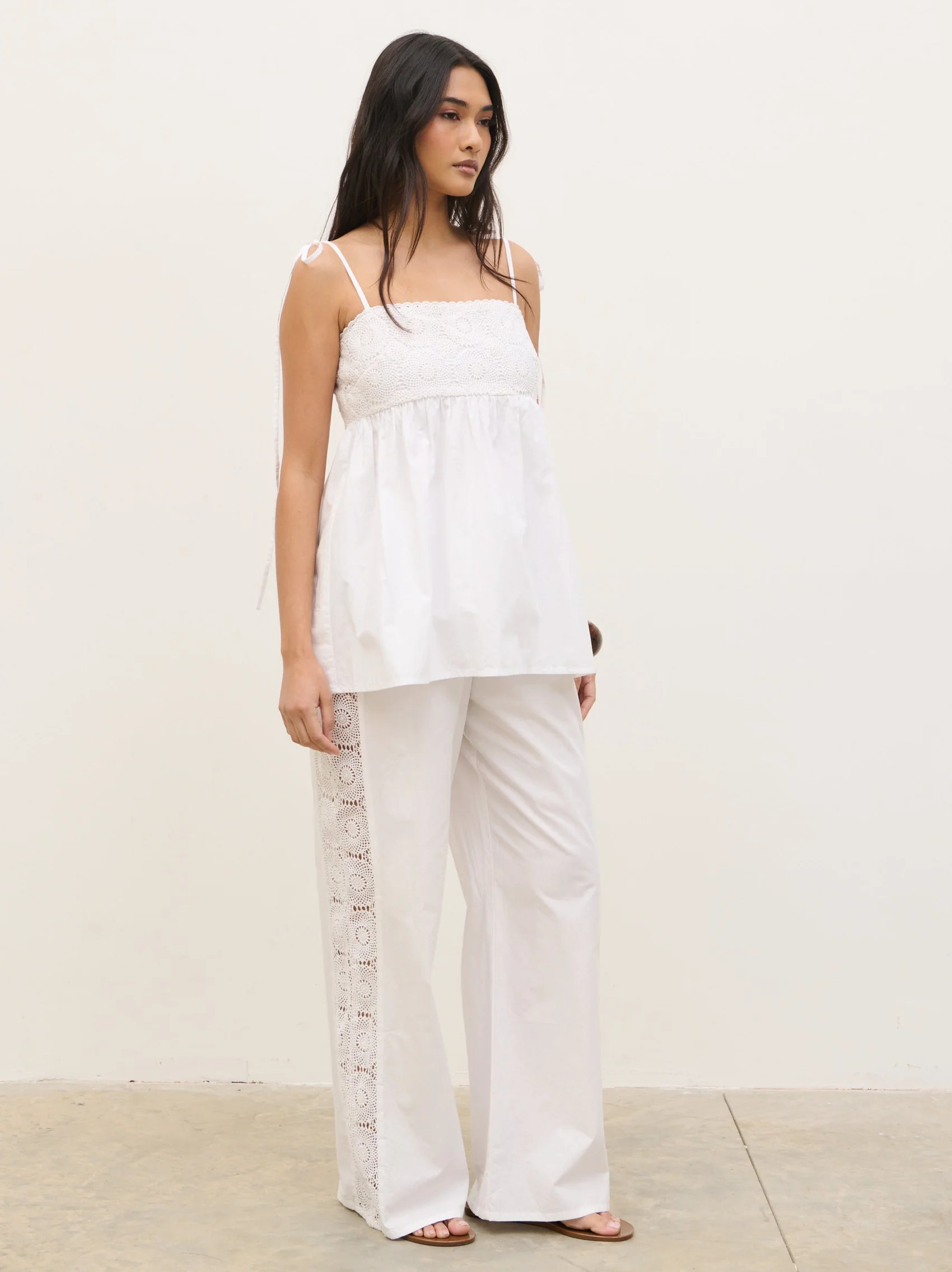 Rae Crochet Detail Cami Top - White | Pretty Lavish (UK)