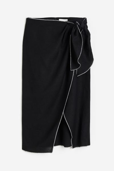 Linen-blend Wrap-front Skirt | H&M (US + CA)