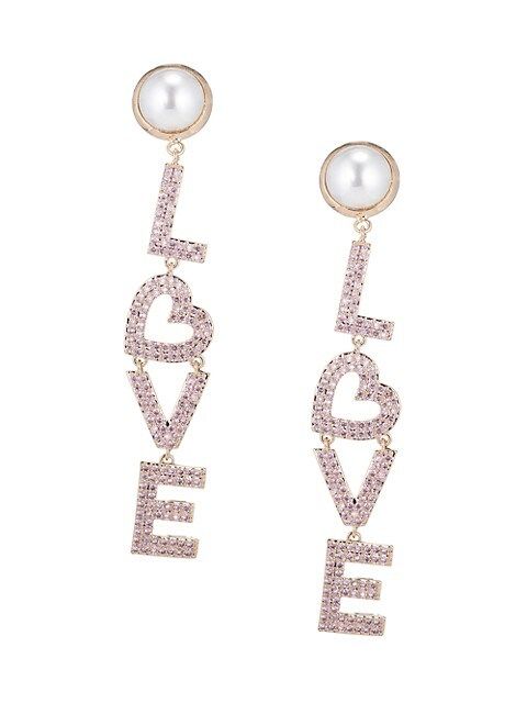Eye Candy LA Crystal & Faux Pearl Love Drop Earrings on SALE | Saks OFF 5TH | Saks Fifth Avenue OFF 5TH