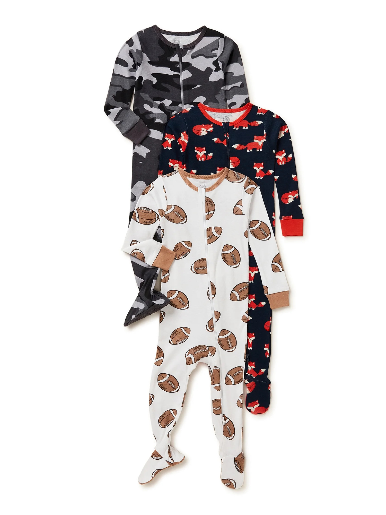 Wonder Nation Baby Boys Cotton Snug Fit Sleep 'N Play, 3-Pack, 12 Months-24 Months | Walmart (US)