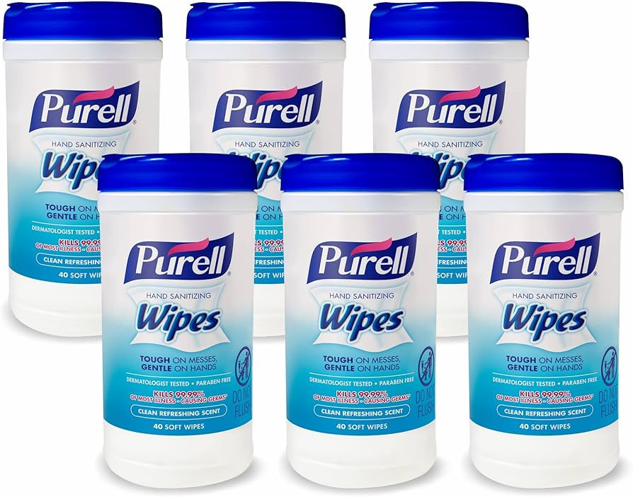 Purell Hand Sanitizing Wipes, Clean Refreshing Scent, 40 Count Hand Wipes Canister (Pack of 6) - ... | Amazon (US)