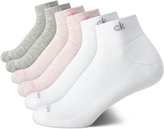 Calvin Klein Women's Athletic Sock - Cushion Quarter Cut Ankle Socks (6 Pack) | Amazon (US)