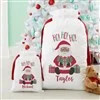 Santa Character Personalized Canvas Drawstring Santa Sack - Small | Personalization Mall