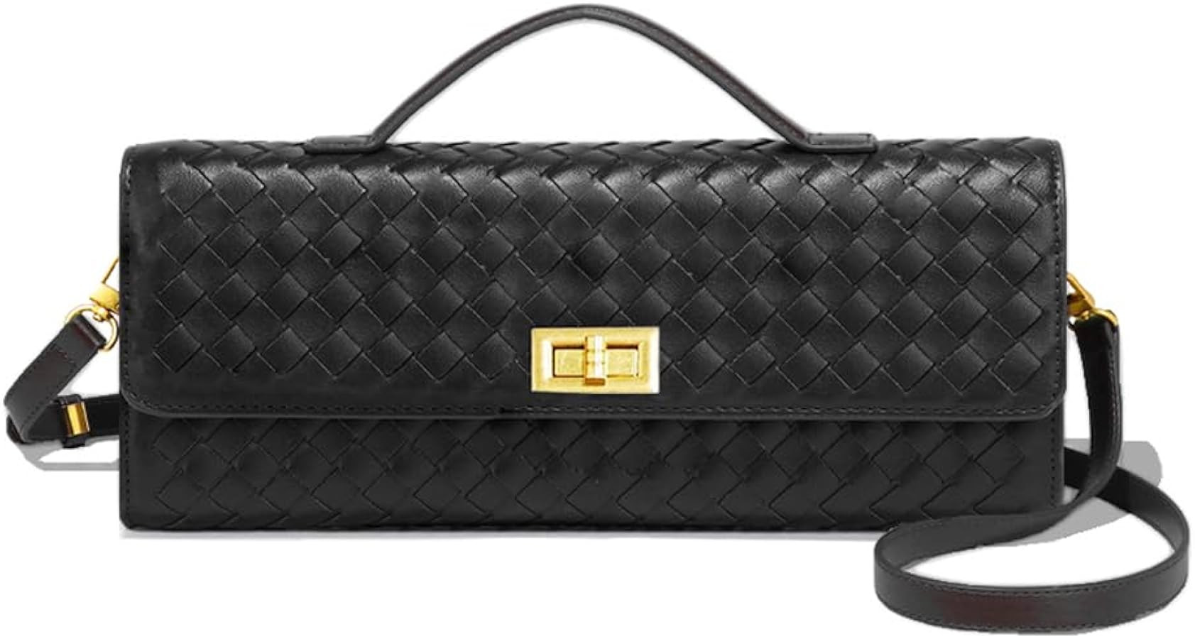 Huralona Evening Clutch Bag Woven Crossbody Handbag Square Box with Detachable Chain PU Leather S... | Amazon (US)