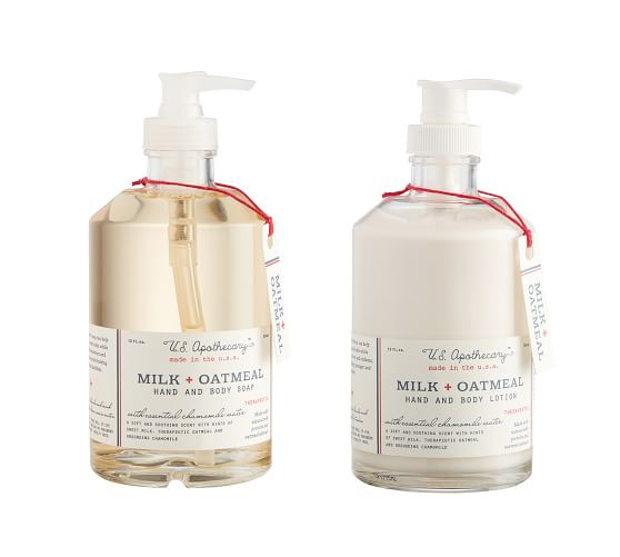 U.S. Apothecary Milk & Oatmeal Soap & Lotion Caddy Set | Pottery Barn (US)