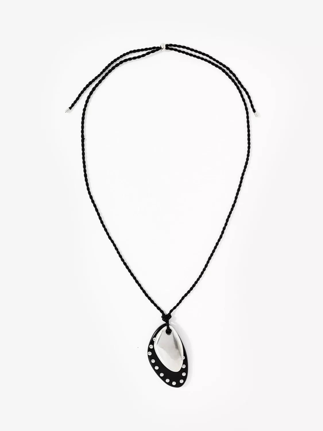 Mint Velvet Studded Pendant Rope Necklace, Black | John Lewis (UK)