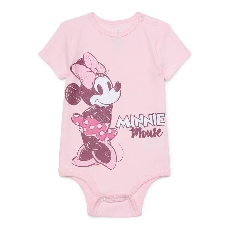 Disney Minnie Mouse Baby Boys or Baby Girls Printed Bodysuit, 2-Pack, Sizes 0M-24M | Walmart (US)