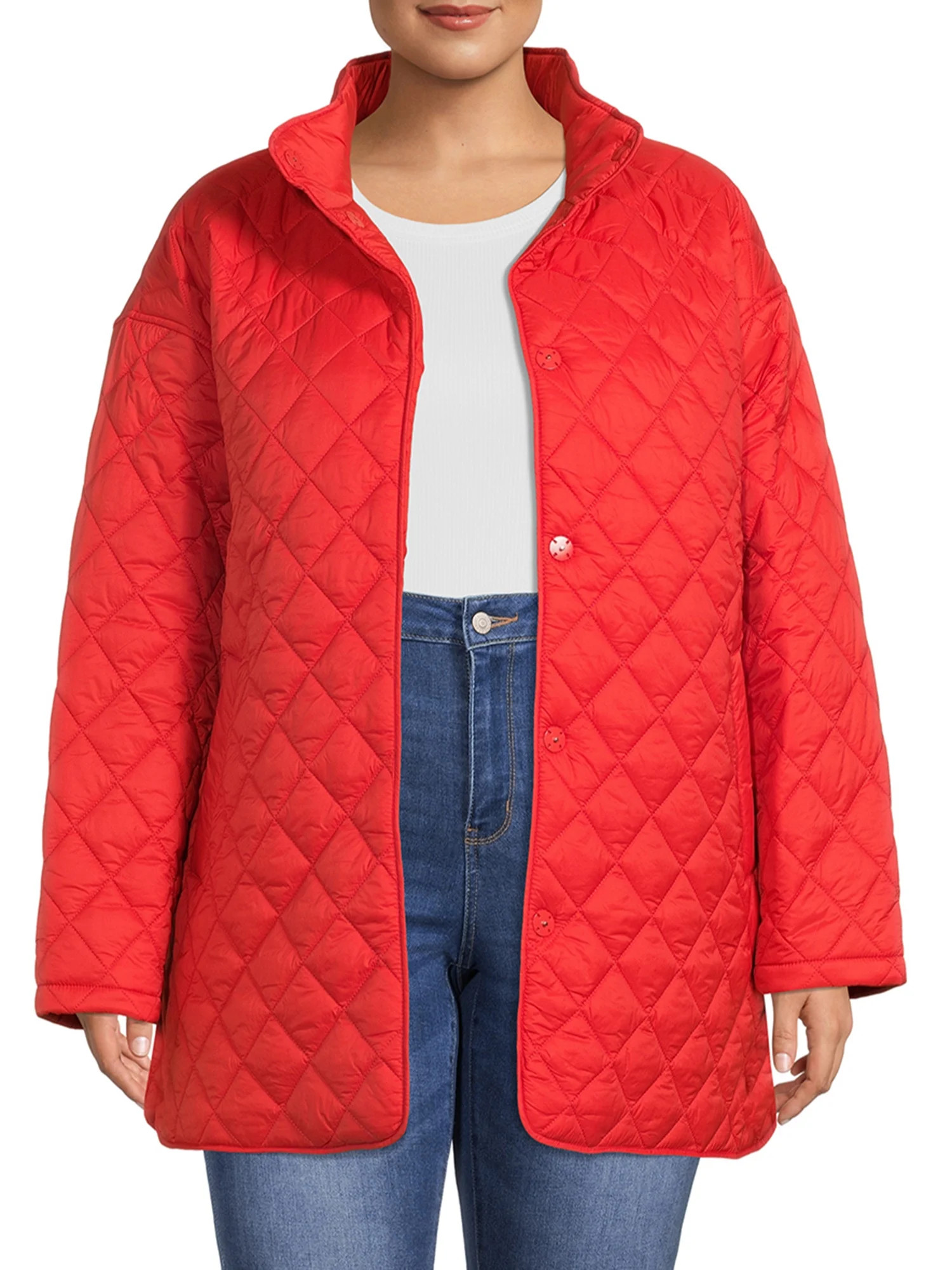 Time and Tru Women's and Plus Quilted Barn Coat | Walmart (US)