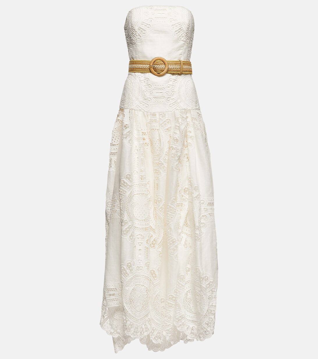 Vacay belted linen lace midi dress | Mytheresa (US/CA)