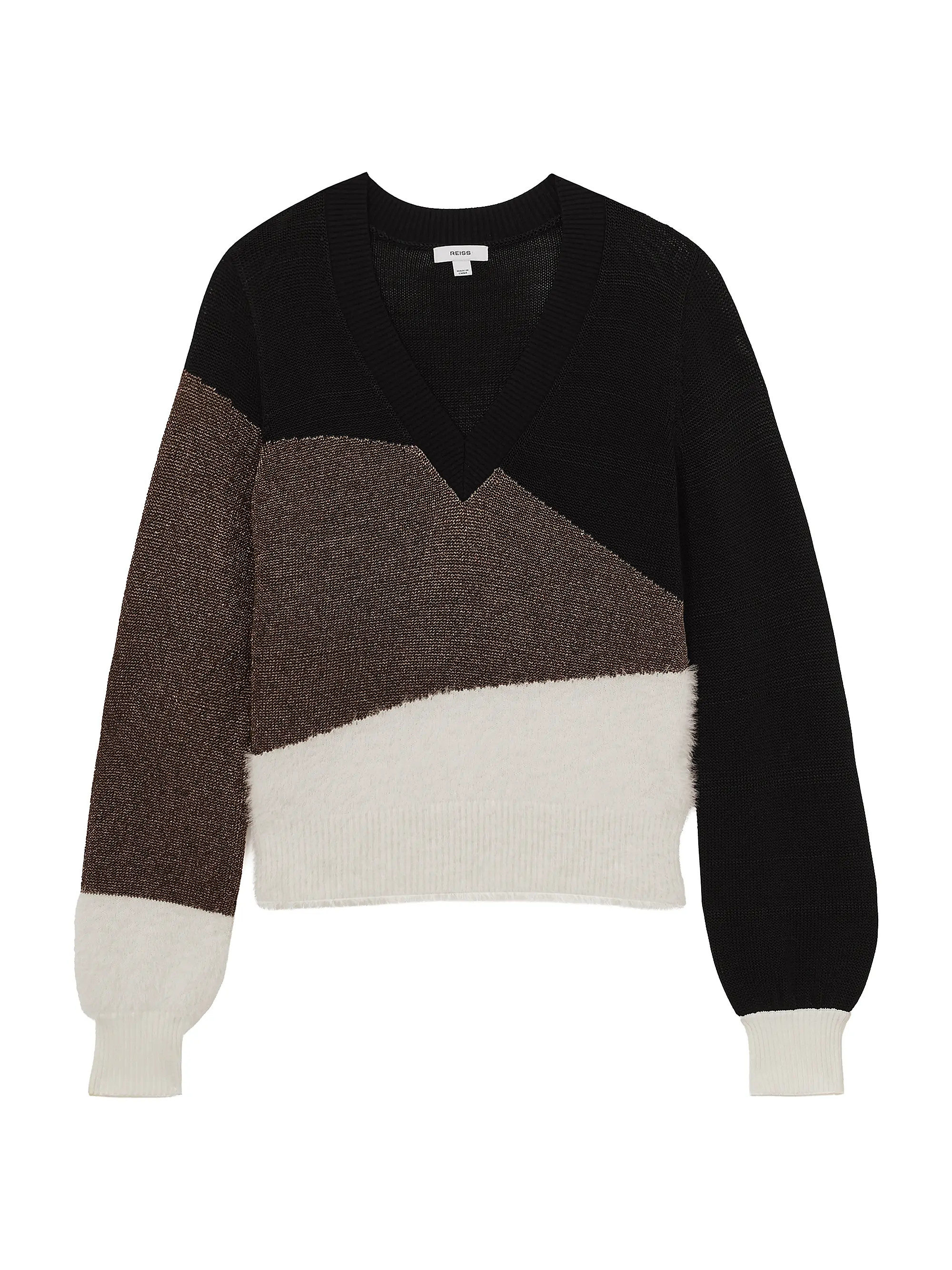 Harley Metallic Geometric V-Neck Sweater | Saks Fifth Avenue