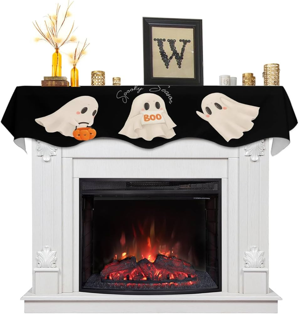 Christmas Mantel Scarf 90 x 17 Inch, Halloween Mantel Decorations for Fireplace Scarf Hoilday Dec... | Amazon (US)