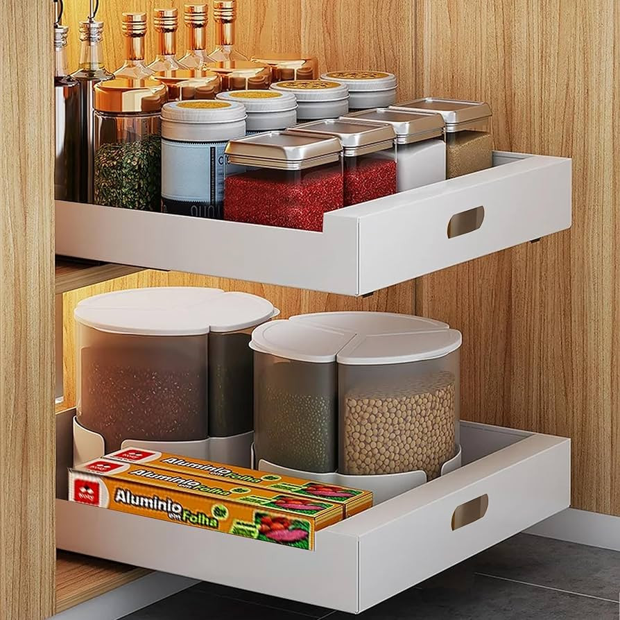2 Packs Pull Out Cabinet Organizer, Kitchen Cabinet Pull Out Shelves,11.8" W x 16.9"D x 3.1"H Cab... | Amazon (US)