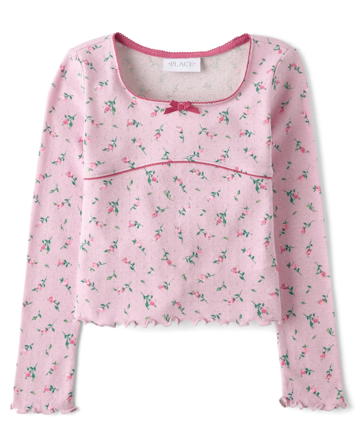 Girls Floral Pointelle Top - purple | The Children's Place