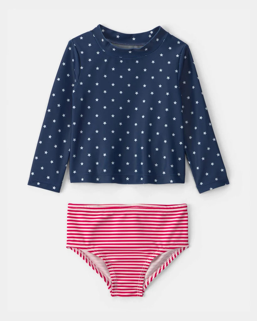 Carter's baby girl 2-piece american flag rashguard swimsuit set 12M Red/White/Blue | Carter's Inc