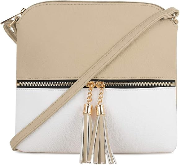 SG SUGU Lightweight Medium Crossbody Bag Shoulder Bag with Tassel and Zipper Pocket | Amazon (US)