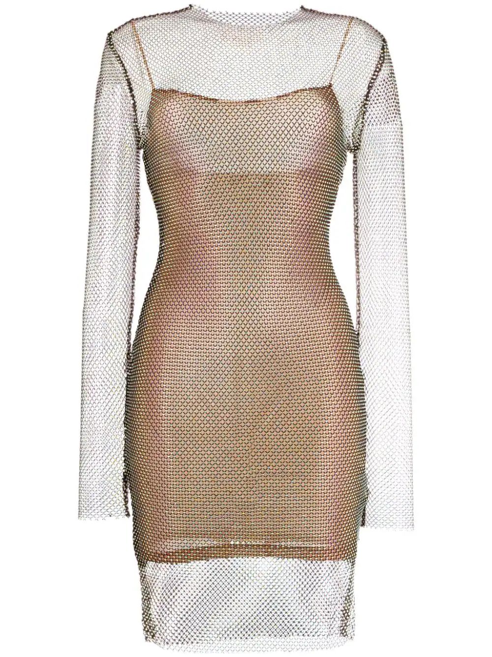 Genny rhinestone-embellished long-sleeve Minidress - Farfetch | Farfetch Global