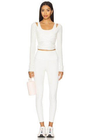 Splits59 Airweight Rib High Waist 7/8 Legging in White from Revolve.com | Revolve Clothing (Global)