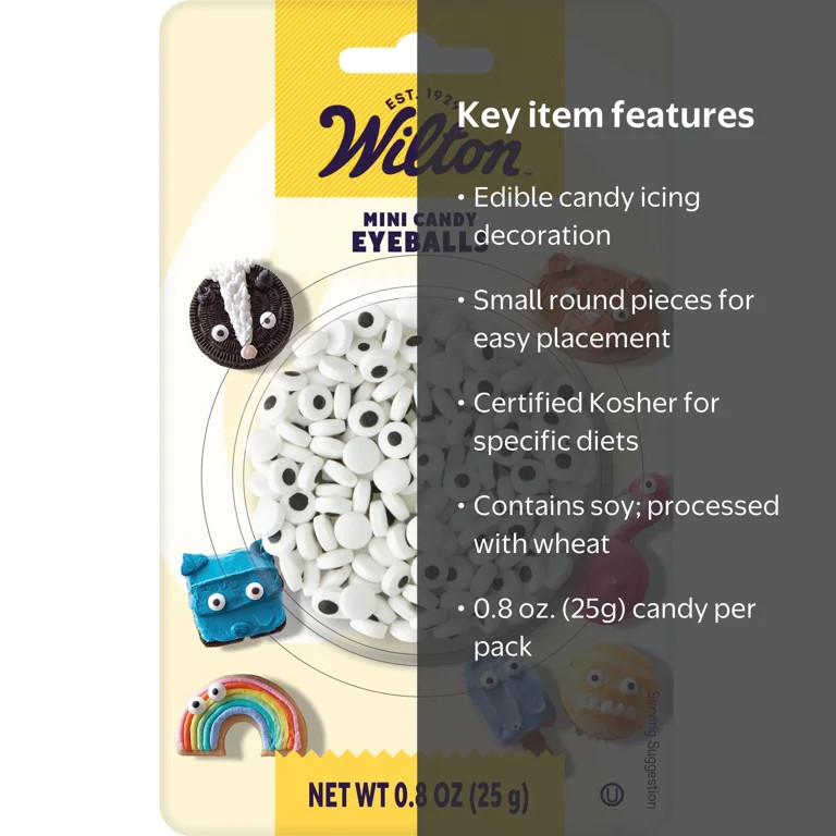 Wilton Candy Eyeballs for Icing Desserts Black & White Candy Sprinkles 0.8 oz. | Walmart (US)