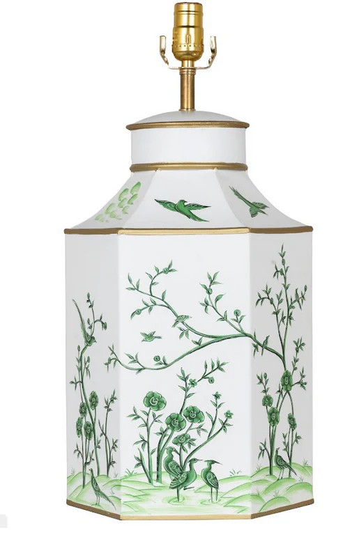 Ivory & Green Hexagon Lamp | The Enchanted Home