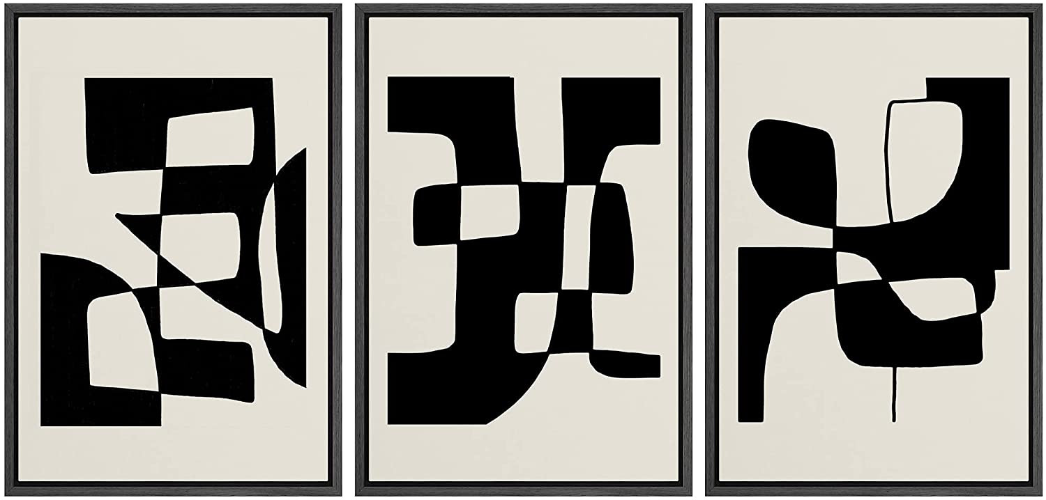 PixonSign Framed Canvas Print Wall Art Set Duotone Mid-Century Geometric Figure Collage Abstract ... | Walmart (US)