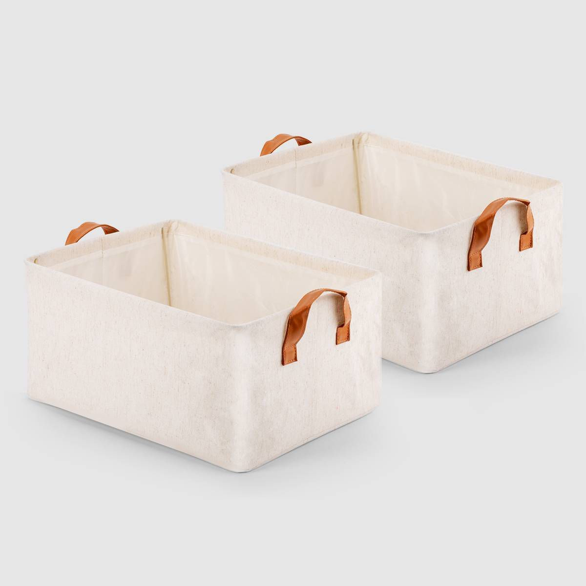 VUSIGN 2pk Non-Woven Storage Basket with Handle Medium Light Beige | Target