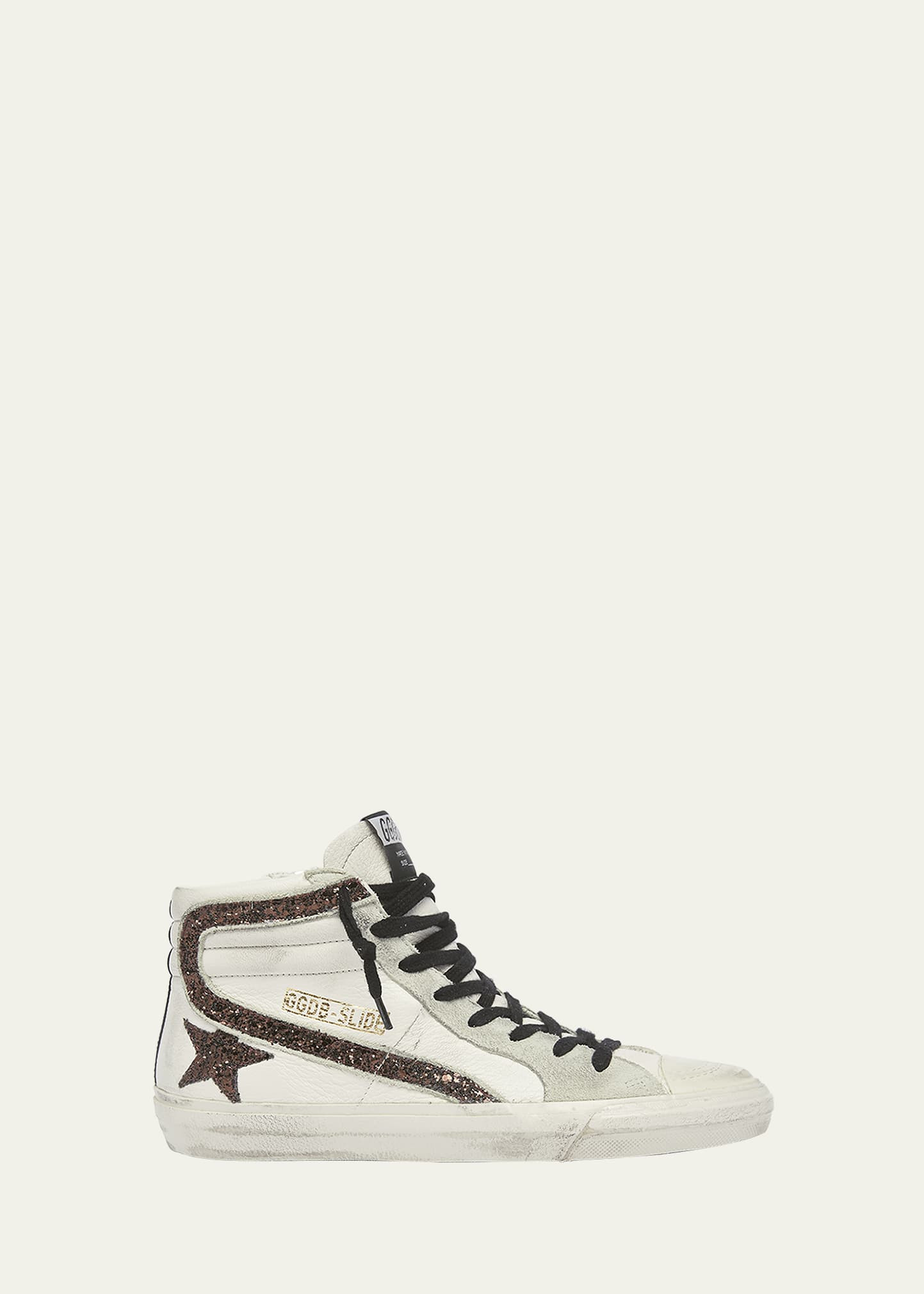 Golden Goose Slide Leather Glitter High-Top Sneakers | Bergdorf Goodman