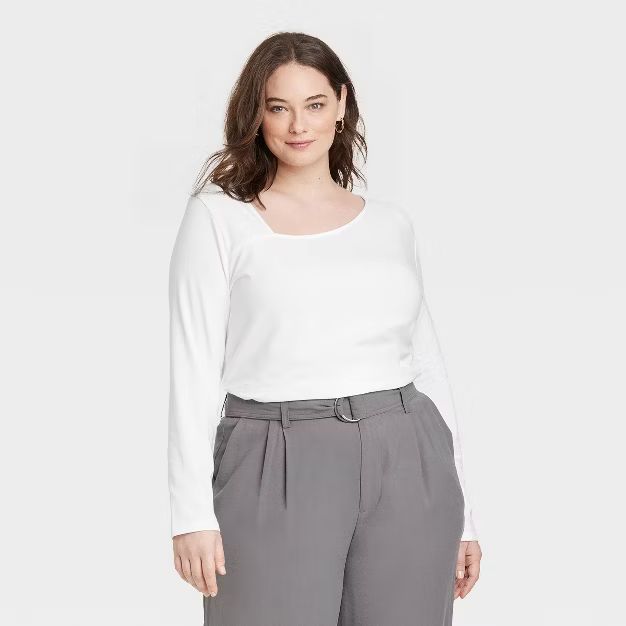 Women's Long Sleeve Asymmetrical Top - A New Day™ | Target