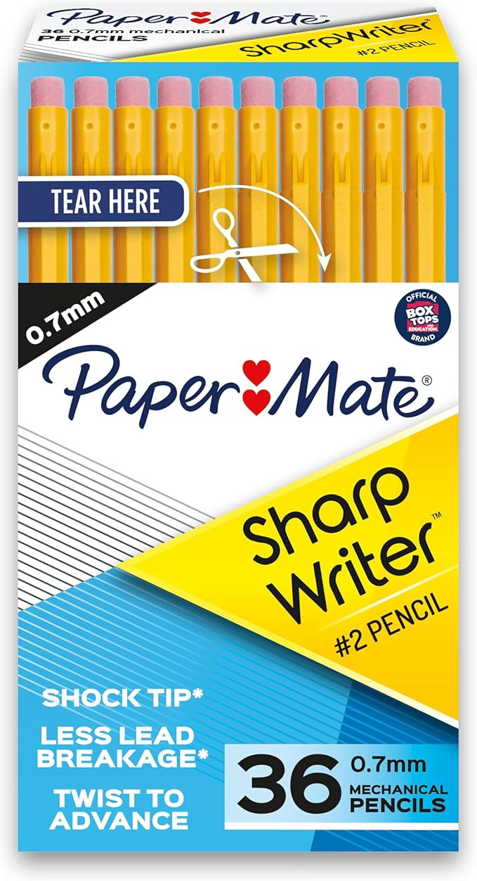 Paper Mate SharpWriter Mechanical Pencils | 0.7 mm #2 Pencil | Pencils for School Supplies, Yello... | Amazon (US)