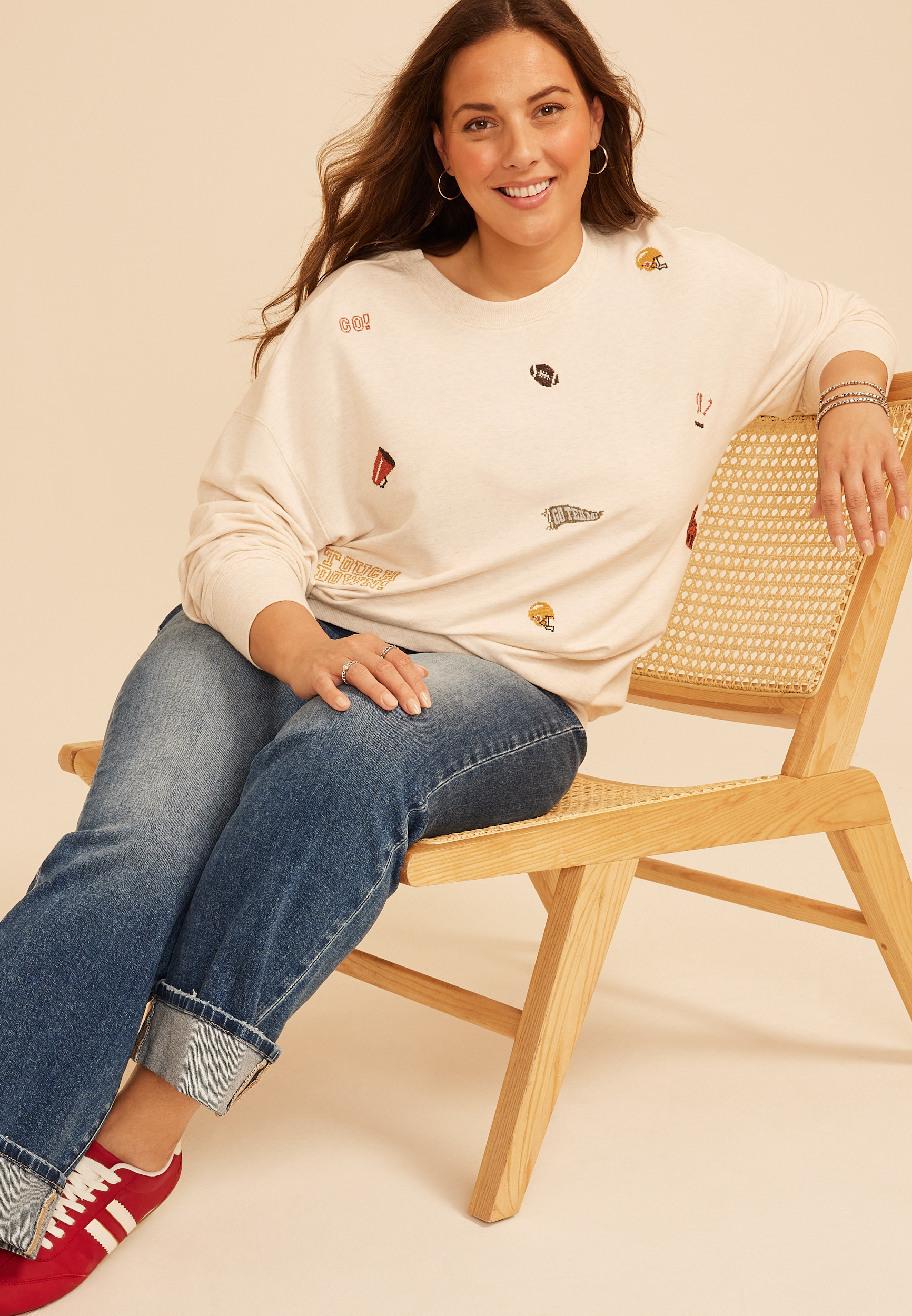 Maurices Plus Size Women's Game Day Embroidered Oversized Sweatshirt | Maurices