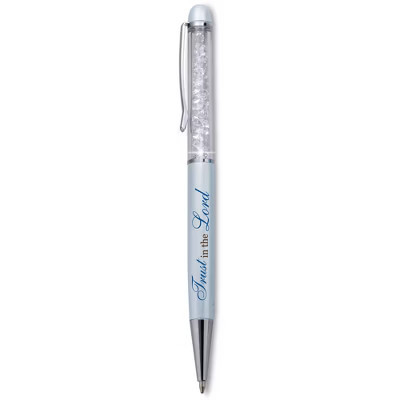 Pavilion Gift Company - Trust in the Lord - Blue Pen - 5.75" with Clear Crystal Gems - Pens | Target