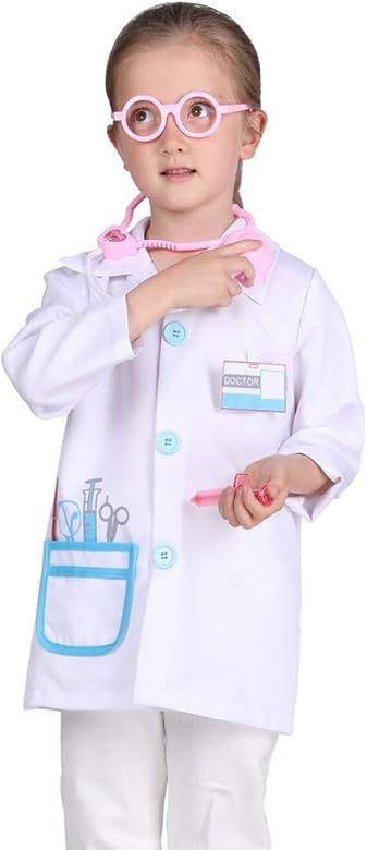 familus Kids Doctor Lab Coat Costume Doctor Paly Jacket Child Doctor Dress up Outfit for Boys Girls  | Amazon (US)
