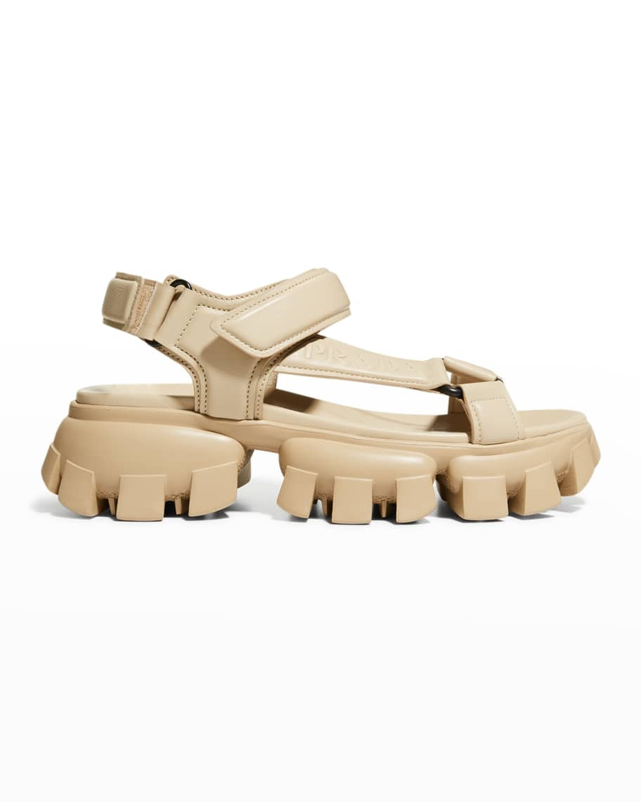 Prada Lambskin Grip Thunder-Sole Sport Sandals | Neiman Marcus