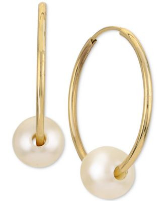 Cultured Freshwater Pearl (6mm) Endless Hoop Earrings in 14k Gold | Macy's