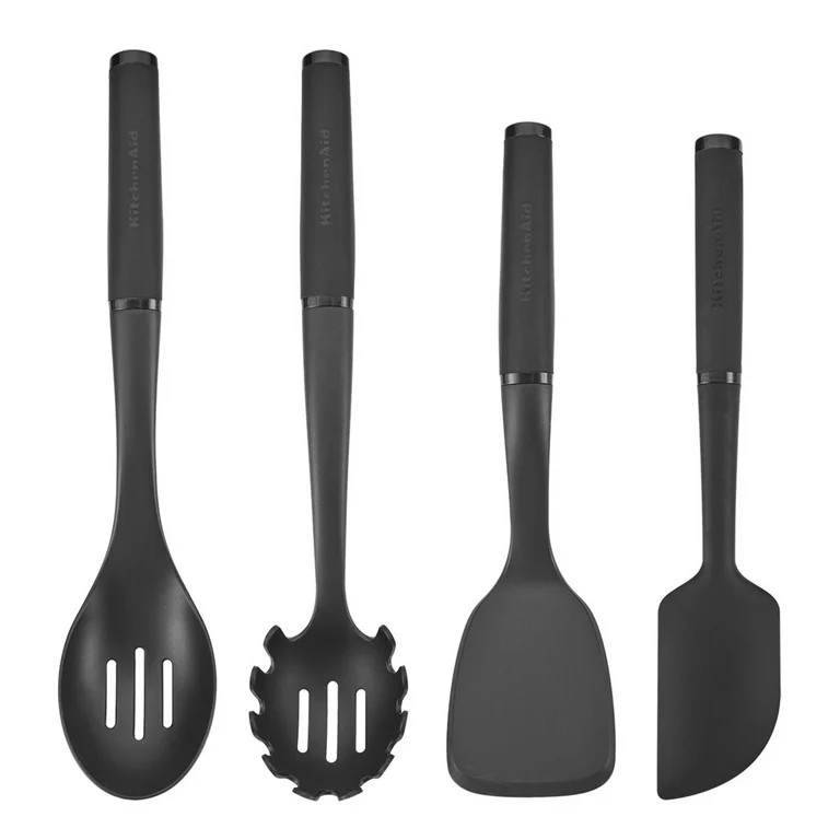 Kitchenaid 4-Piece Plastic Kitchen Utensil Set Includes Spoon, Turner, Pasta Fork, and Spatula | Walmart (US)