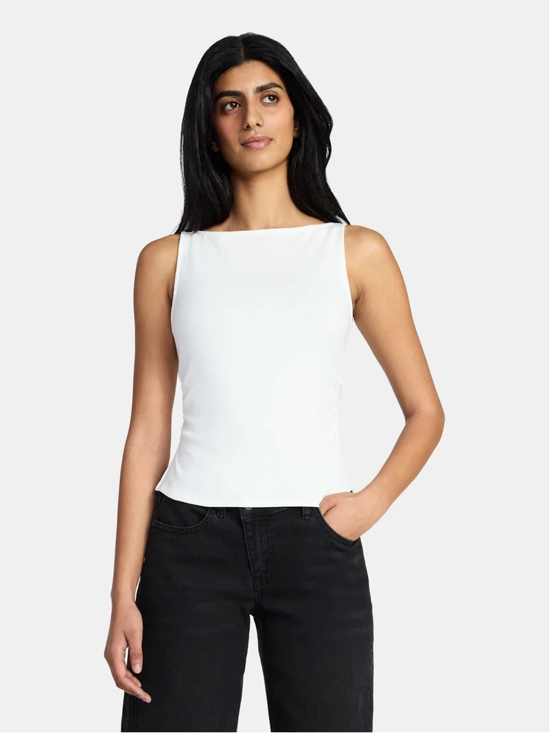 Madden NYC Women's Sleeveless Ruched Tank Top, Sizes XXS-XXL | Walmart (US)
