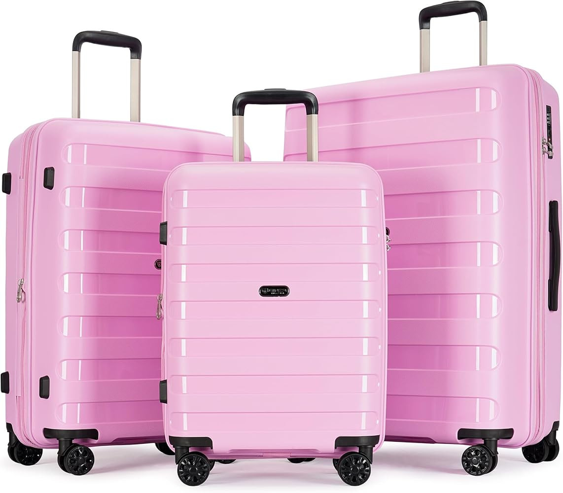 PP material 3-piece expandable luggage sets with Spinner Wheels， Suitcase with TSA Lock，Large... | Amazon (US)