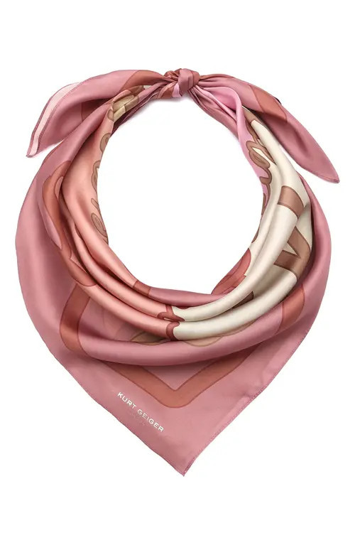 Kurt Geiger London Script Silk Square Scarf in Pink at Nordstrom | Nordstrom