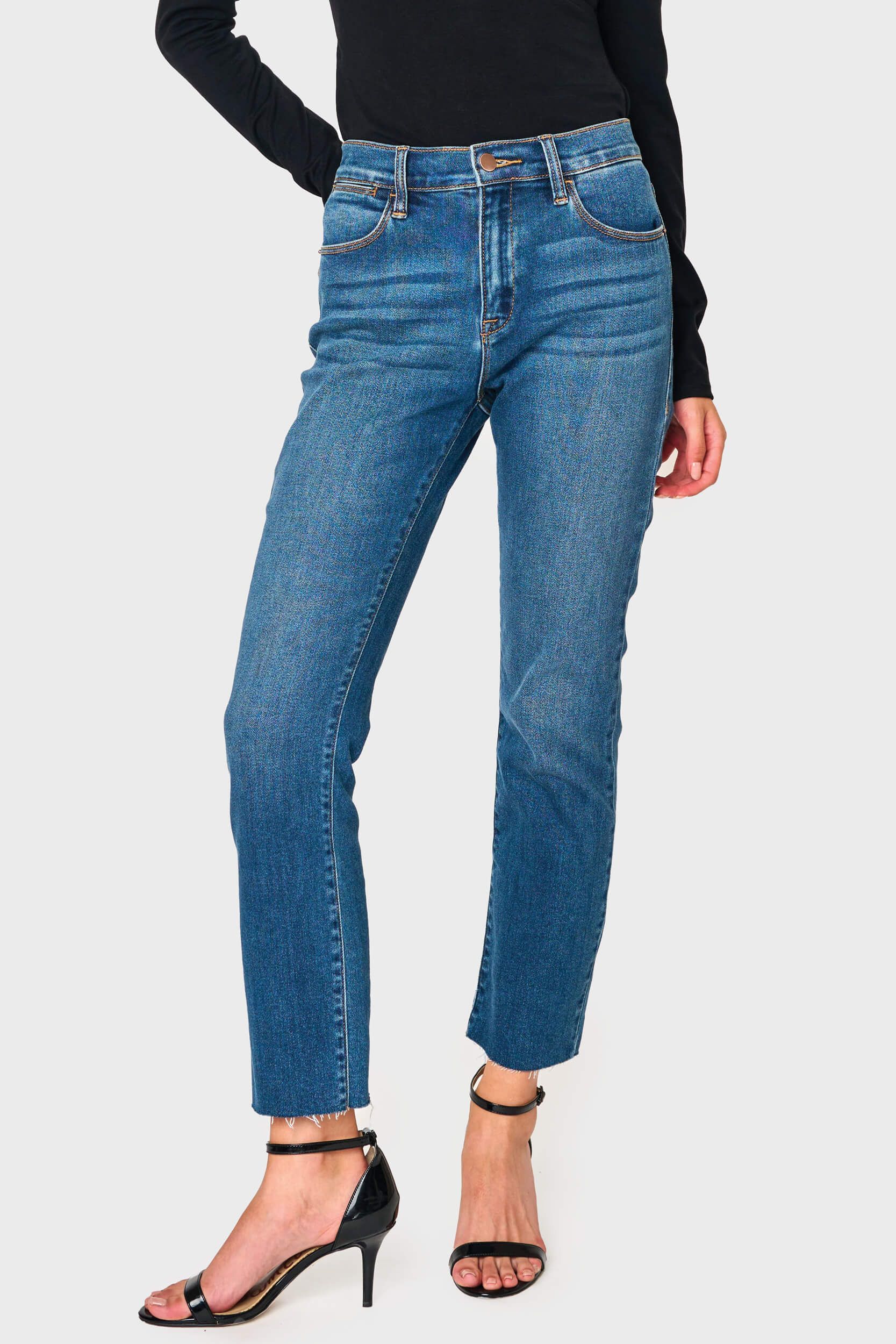 Essential Mini-Flare Leg Denim with Raw Hem | Gibson