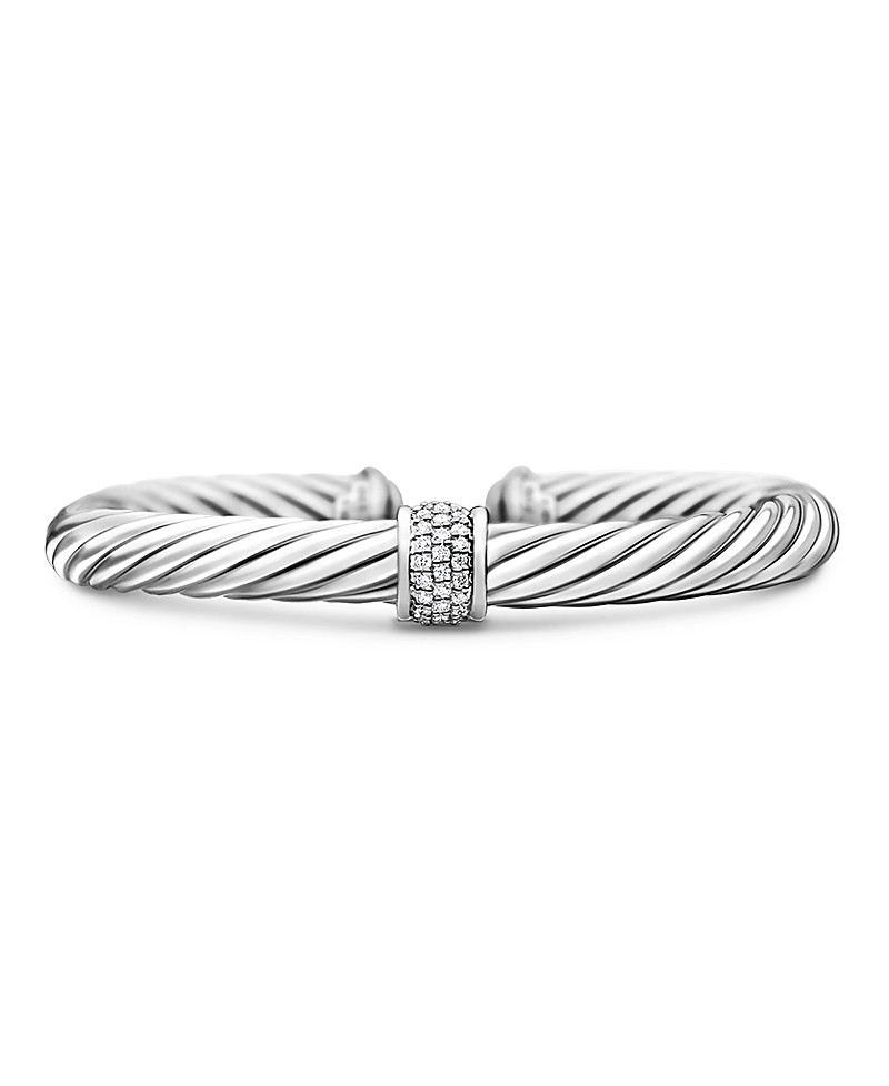 David Yurman Classic Cable Station Bracelet in Sterling Silver with Pave Diamonds, 7mm | Bloomingdale's (US)