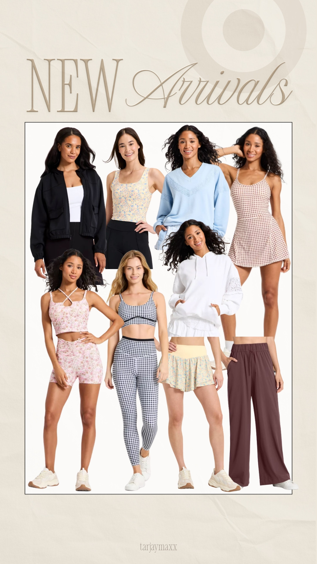 Refresh your wardrobe with the latest clothing new arrivals at Target! This drop is all about versatile pieces that transition perfectly from your workout to your weekend plans. For the active days, you will love the new matching sets featuring high-waisted leggings and sports bras in fresh prints like mint floral, classic gingham, and soft pink botanicals. If you are looking for an effortless outfit, the athletic dress is a must-have for a sporty yet put-together look. Layer up with the new outerwear options, including a sleek black utility jacket and a crisp white oversized hoodie that pairs perfectly with a ruffled lace mini skirt for a feminine touch. Finish off your look with a simple floral tank tucked into your favorite high-waisted leggings for an easy everyday aesthetic. Target Finds, Target Style, Activewear, Matching Sets, Spring Outfits, Athleisure, New Arrivals, Wardrobe Essentials, Target Haul, LTKunder50, bedroom refresh, bella stretch wide leg jeans, date night outfits, patterned tights, women's effortless pull-on pants - a new day, valentines decor, cabbage, signature scent, valentines outfit women, pegasus premium running

#LTKActive #LTKootd #LTKvlog