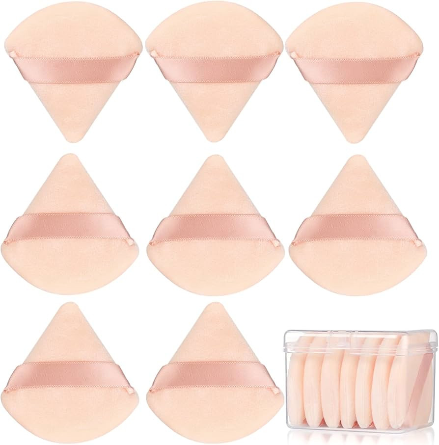 8 Pcs Cotton Powder Puff Face,JASSINS Triangle super soft Both dry and wet Makeup Setting Puff,Fo... | Amazon (US)