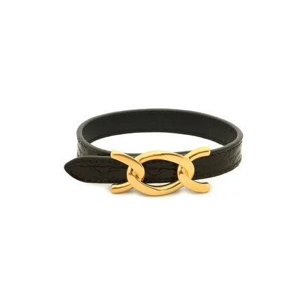 New Saint Laurent Croc Embossed Black Leather Chain Bracelet 640736 | Walmart (US)
