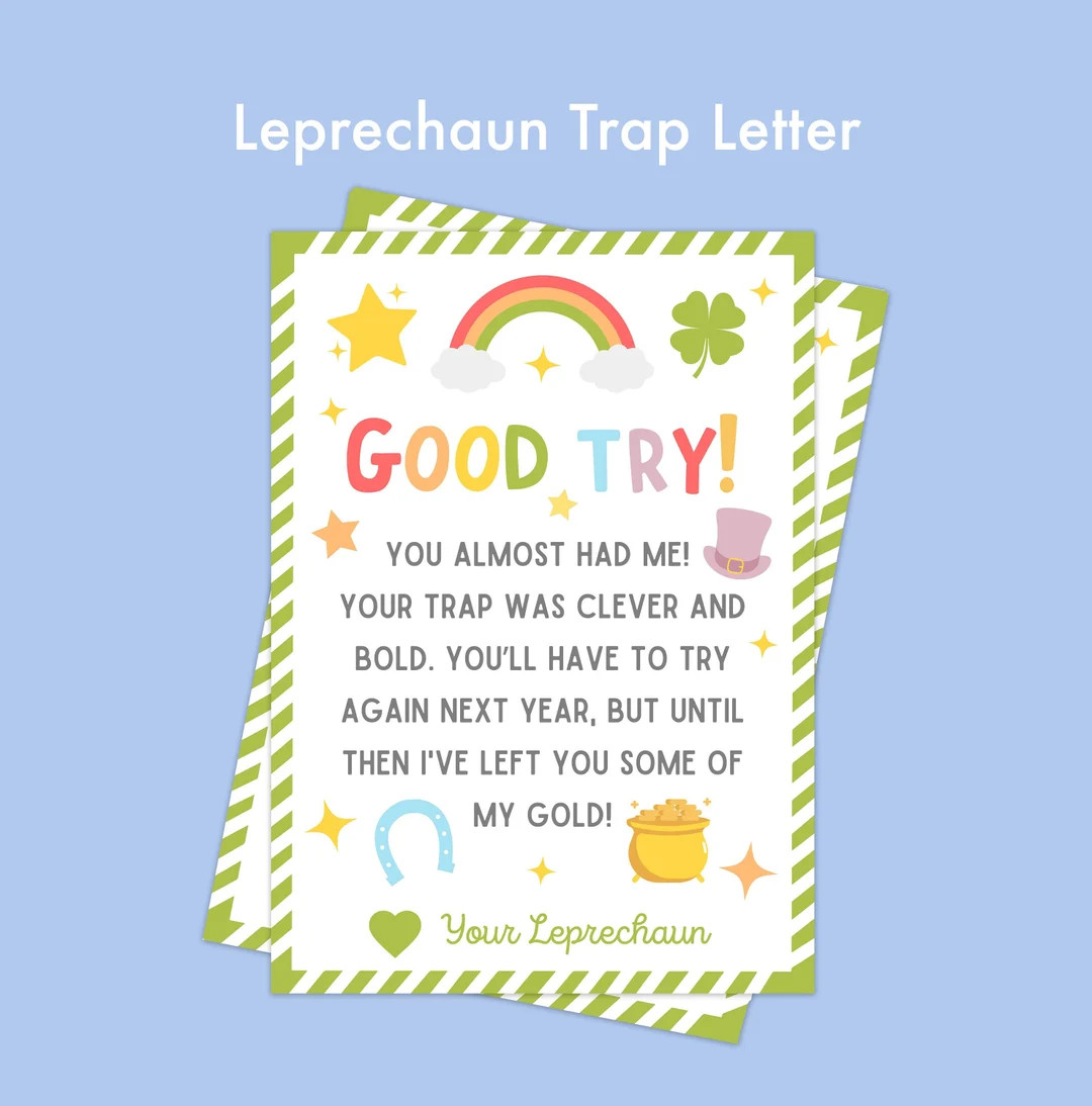 St Patricks Day Kids Printable, Leprechaun Letter Printable, Leprechaun Trap Note, St Patricks Da... | Etsy (US)