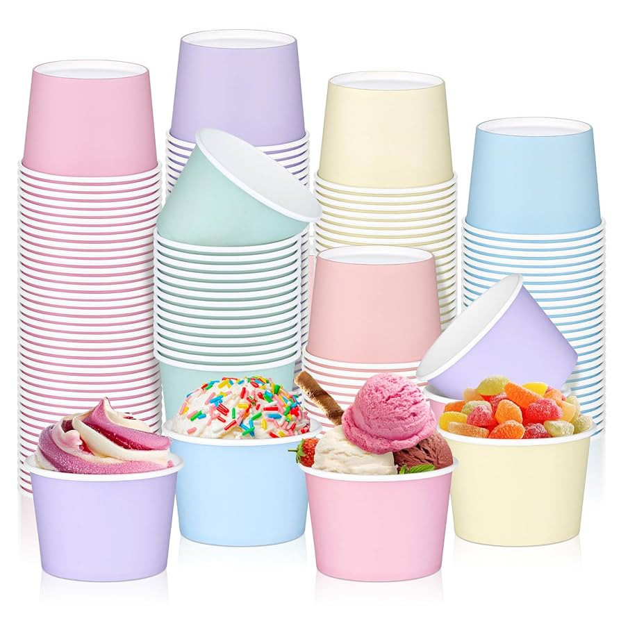 tchrules 120 Pack Ice Cream Paper Cups, 8oz Disposable Pastel Dessert Bowls for Sundae Bar, Color... | Amazon (US)