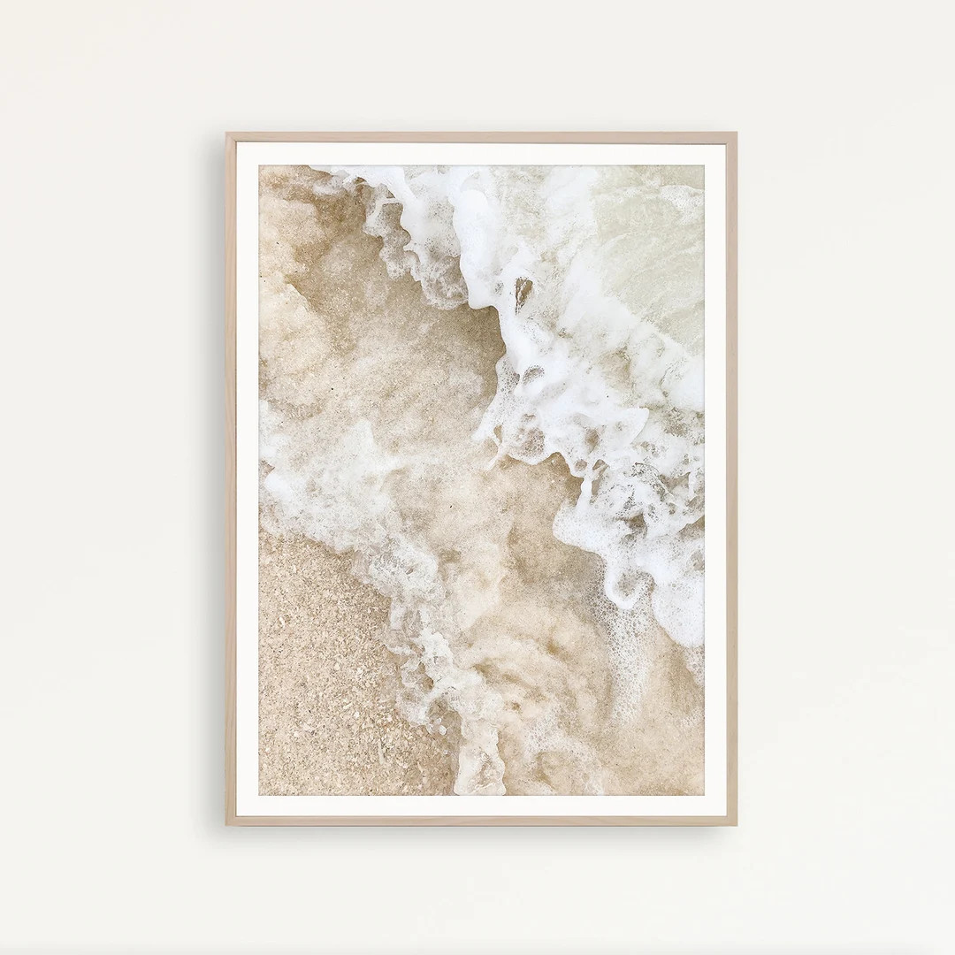 Beige Ocean Wave Print, Coastal Beach Wall Art, Boho Wall Decor, Neutral Printable - Etsy | Etsy (Global)