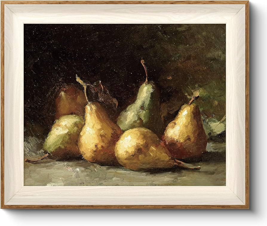 VIYYIEA Framed Wall Art for Living Room, Pears Canvas Prints, Vintage Home Decor, Fruits Painting... | Amazon (US)