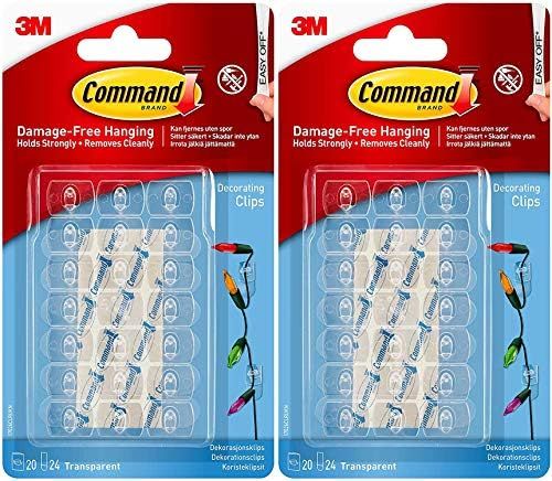 Command Strips 17026clr-Es Clear Decorating Clips 20 Count With Command Adhesive Strips | Amazon (US)